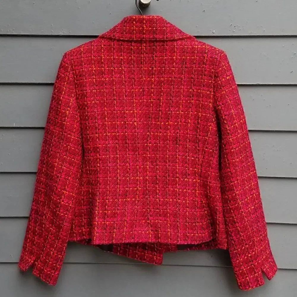 Talbots Red Tweed Double Breasted Pea Coat size 9 - Picture 3 of 14
